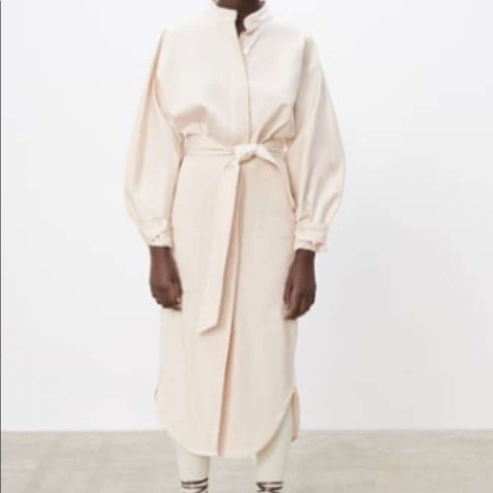 Zara Belted Voluminous Dress- Vanilla